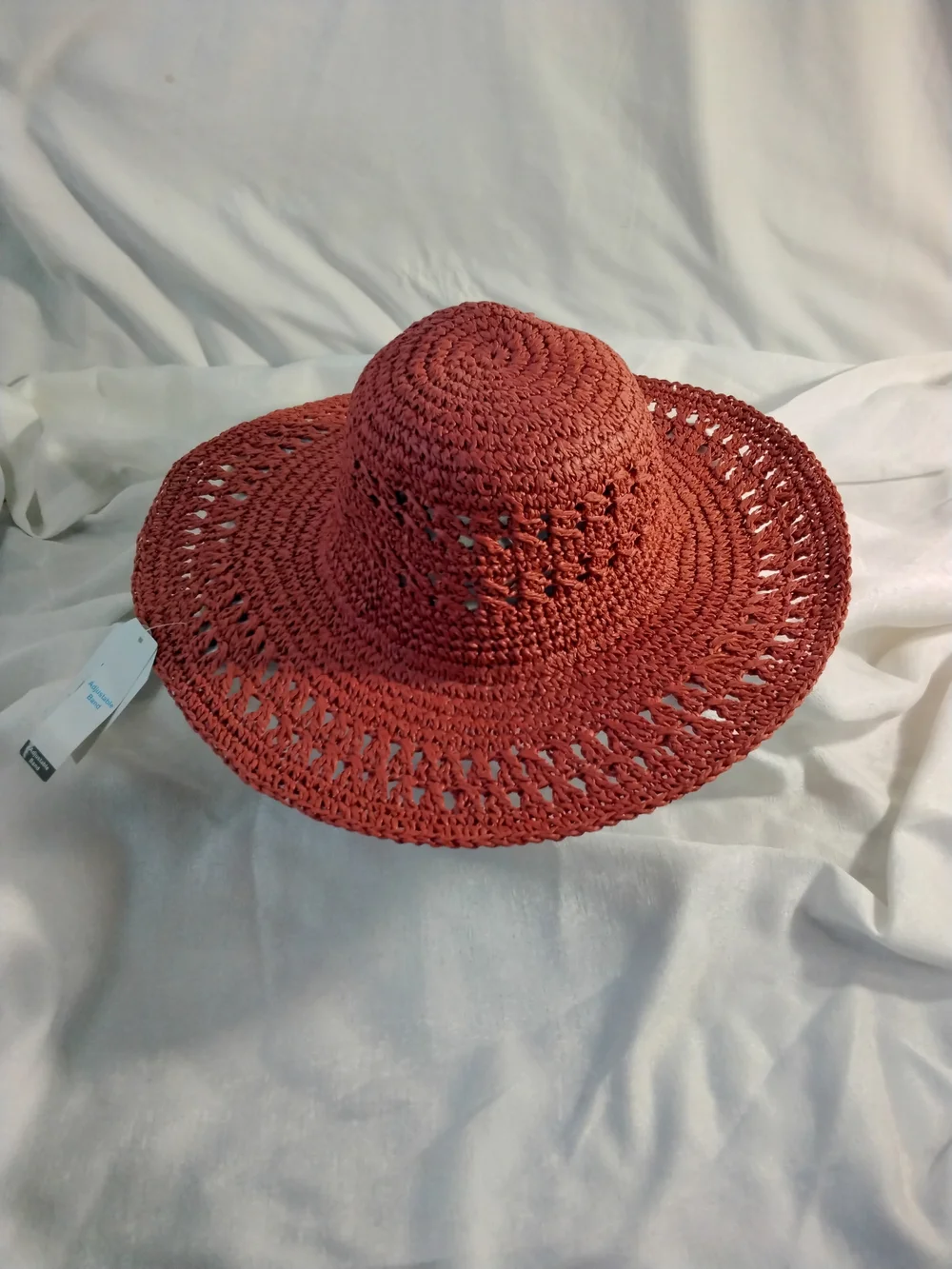 Time and Tru Crochet Wide-Brim Sun Hat - Rust
